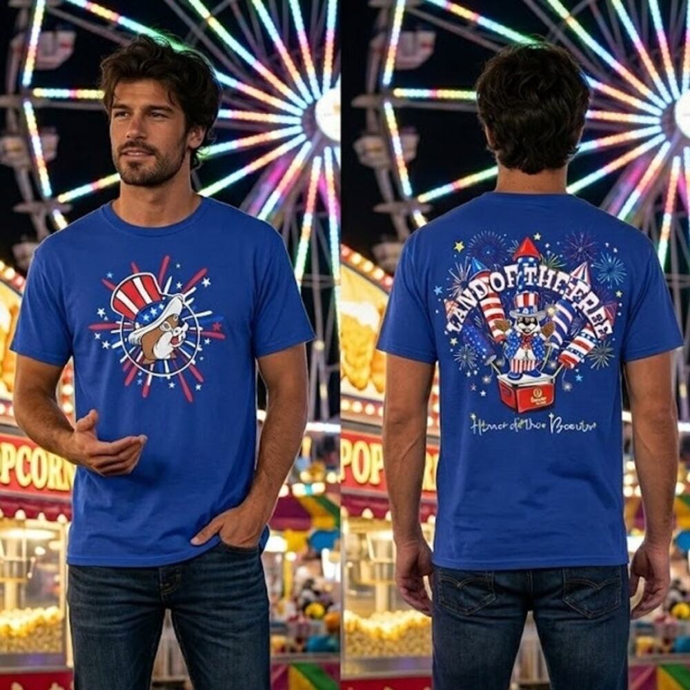Bucees 2024 Fourth Of July Shirt Mens 2XL 50 52 Chest Blue Graphic Tee Beaver